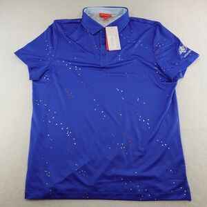NWT Redvanly Golf Polo‎ Shirt Men L Blue Geometric Rugby Hanson Splatter Logo